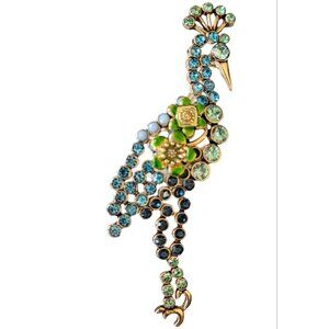 Bird of Paradise Enamel, Rhinestone Statement Brooch K616